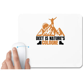                       UDNAG White Mousepad 'Adventure | Deet is nature's cologne' for Computer / PC / Laptop [230 x 200 x 5mm]                                              