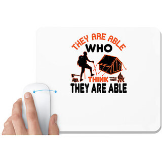                       UDNAG White Mousepad 'Adventure | They are able who think they are able' for Computer / PC / Laptop [230 x 200 x 5mm]                                              