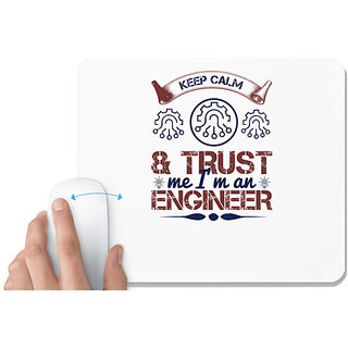                       UDNAG White Mousepad 'Engineer | keep calm and trust me i'm an engineer' for Computer / PC / Laptop [230 x 200 x 5mm]                                              