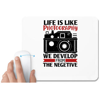                       UDNAG White Mousepad 'Cameraman | LIFE IS LIKE PHOTOGRAPHY' for Computer / PC / Laptop [230 x 200 x 5mm]                                              
