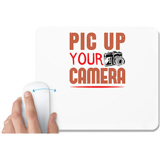                       UDNAG White Mousepad 'Cameraman | PIC UP YOUR CAMERA' for Computer / PC / Laptop [230 x 200 x 5mm]                                              