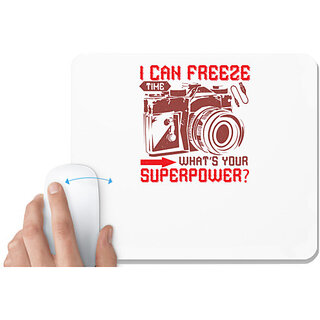                       UDNAG White Mousepad 'Cameraman | I CAN FREEZE time what's your' for Computer / PC / Laptop [230 x 200 x 5mm]                                              