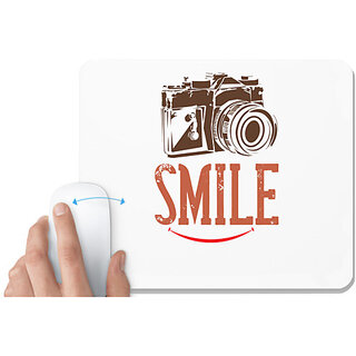                       UDNAG White Mousepad 'Cameraman | SMILE' for Computer / PC / Laptop [230 x 200 x 5mm]                                              