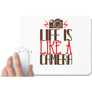                       UDNAG White Mousepad 'Cameraman | life is like a camera' for Computer / PC / Laptop [230 x 200 x 5mm]                                              