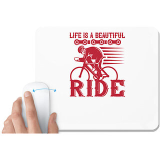                       UDNAG White Mousepad 'Rider | life is a beautiful ride' for Computer / PC / Laptop [230 x 200 x 5mm]                                              