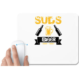                       UDNAG White Mousepad 'Beer | SUDS BEER' for Computer / PC / Laptop [230 x 200 x 5mm]                                              