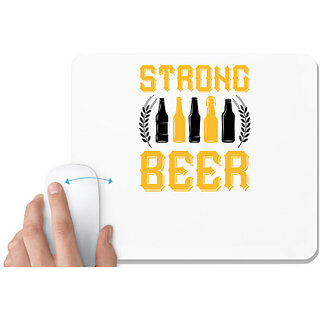                       UDNAG White Mousepad 'Beer | STRONG BEER' for Computer / PC / Laptop [230 x 200 x 5mm]                                              