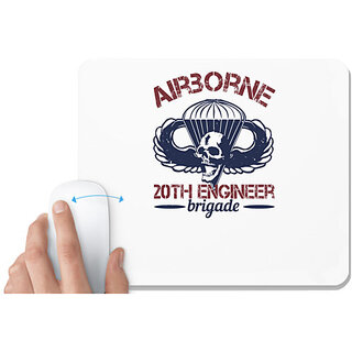                       UDNAG White Mousepad 'Engineer | AIRBORNE 20TH ENGINEER BRIGADE' for Computer / PC / Laptop [230 x 200 x 5mm]                                              