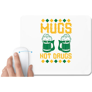                       UDNAG White Mousepad 'Beer | mugs not' for Computer / PC / Laptop [230 x 200 x 5mm]                                              