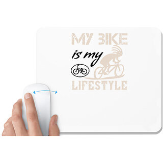                       UDNAG White Mousepad 'Cycling | my bike is my lifestyle' for Computer / PC / Laptop [230 x 200 x 5mm]                                              