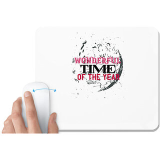                       UDNAG White Mousepad 'Time | It's the most wonderful time of the year 1' for Computer / PC / Laptop [230 x 200 x 5mm]                                              