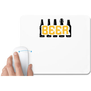                       UDNAG White Mousepad 'Beer | Beerr 01' for Computer / PC / Laptop [230 x 200 x 5mm]                                              