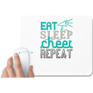                       UDNAG White Mousepad 'Routin | Eat sleep cheer reapet (1)' for Computer / PC / Laptop [230 x 200 x 5mm]                                              