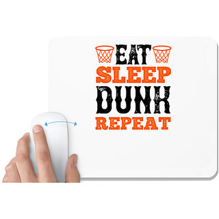                       UDNAG White Mousepad 'Basketball | Eat. Sleep. Dunk. Repeat 2' for Computer / PC / Laptop [230 x 200 x 5mm]                                              