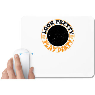                       UDNAG White Mousepad 'Football | Look pretty. Play dirty' for Computer / PC / Laptop [230 x 200 x 5mm]                                              