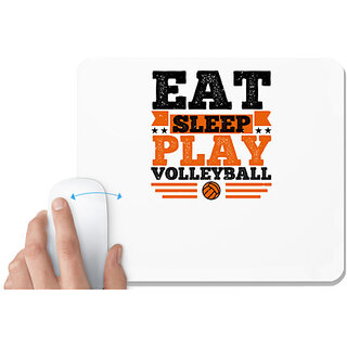                       UDNAG White Mousepad 'Volleyball | Eat, sleep, play volleyball' for Computer / PC / Laptop [230 x 200 x 5mm]                                              