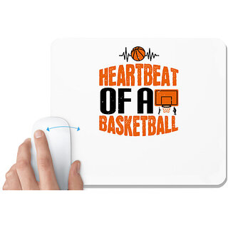                       UDNAG White Mousepad 'Basketball | Heartbeat of a basketball' for Computer / PC / Laptop [230 x 200 x 5mm]                                              