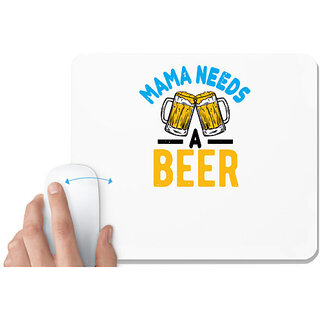                       UDNAG White Mousepad 'Beer | Mama needs a beer' for Computer / PC / Laptop [230 x 200 x 5mm]                                              