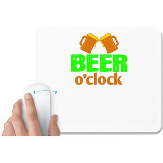                       UDNAG White Mousepad 'Beer | Beer o'clock' for Computer / PC / Laptop [230 x 200 x 5mm]                                              