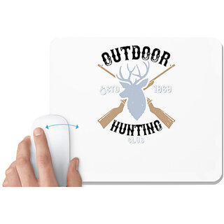                       UDNAG White Mousepad 'Hunting | outdoor hunting club' for Computer / PC / Laptop [230 x 200 x 5mm]                                              
