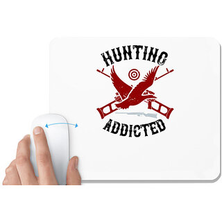                       UDNAG White Mousepad 'Hunting | Hunting addicted' for Computer / PC / Laptop [230 x 200 x 5mm]                                              