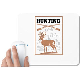                       UDNAG White Mousepad 'Hunting | hunting club estd 1974' for Computer / PC / Laptop [230 x 200 x 5mm]                                              