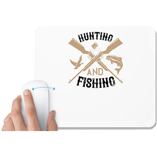                       UDNAG White Mousepad 'Fishing | Hunting and fishing' for Computer / PC / Laptop [230 x 200 x 5mm]                                              