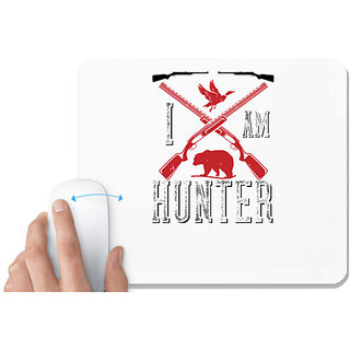                       UDNAG White Mousepad 'Hunting | i am hunter' for Computer / PC / Laptop [230 x 200 x 5mm]                                              