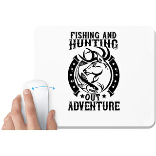                       UDNAG White Mousepad 'Fishing | fishing and hunting out adventure' for Computer / PC / Laptop [230 x 200 x 5mm]                                              