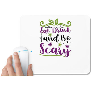                       UDNAG White Mousepad 'Christmas | eat dring and be scary' for Computer / PC / Laptop [230 x 200 x 5mm]                                              