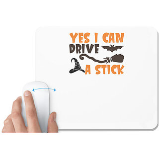                       UDNAG White Mousepad 'Drive | yes i can drive a stick' for Computer / PC / Laptop [230 x 200 x 5mm]                                              