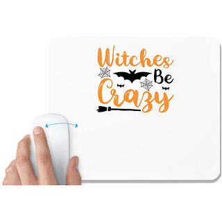                       UDNAG White Mousepad 'Witch | witches be crazy' for Computer / PC / Laptop [230 x 200 x 5mm]                                              