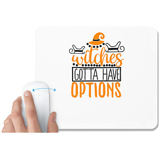                       UDNAG White Mousepad 'Witch | witches gotta have' for Computer / PC / Laptop [230 x 200 x 5mm]                                              