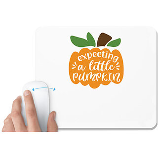                       UDNAG White Mousepad 'Witch | expecting a little pumpkin' for Computer / PC / Laptop [230 x 200 x 5mm]                                              