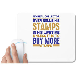                       UDNAG White Mousepad 'Stamp collector | No real' for Computer / PC / Laptop [230 x 200 x 5mm]                                              