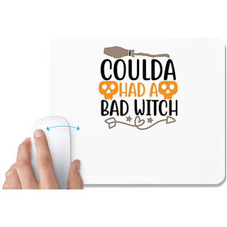                       UDNAG White Mousepad 'Witch | coulda had a bad witch' for Computer / PC / Laptop [230 x 200 x 5mm]                                              