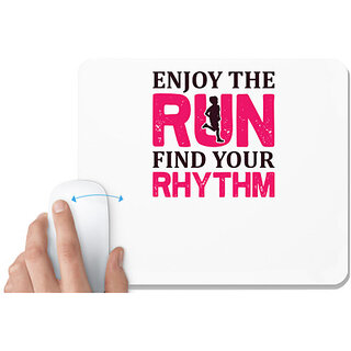                       UDNAG White Mousepad 'Running | Enjoy the' for Computer / PC / Laptop [230 x 200 x 5mm]                                              