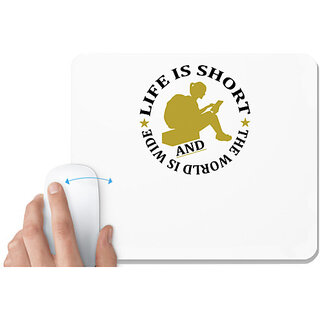                       UDNAG White Mousepad 'Travelling | Life is copy' for Computer / PC / Laptop [230 x 200 x 5mm]                                              