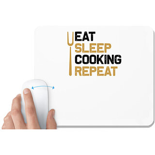                       UDNAG White Mousepad 'Cooking | Eat sleep copy 4' for Computer / PC / Laptop [230 x 200 x 5mm]                                              
