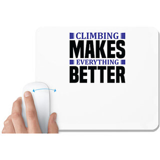                       UDNAG White Mousepad 'Climbing | Climbing makes' for Computer / PC / Laptop [230 x 200 x 5mm]                                              