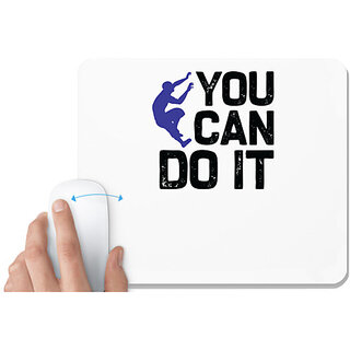                       UDNAG White Mousepad 'Climbing | You can' for Computer / PC / Laptop [230 x 200 x 5mm]                                              