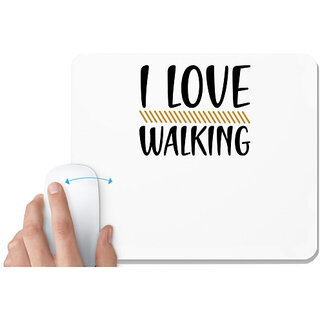                       UDNAG White Mousepad 'Walking | I love copy 5' for Computer / PC / Laptop [230 x 200 x 5mm]                                              