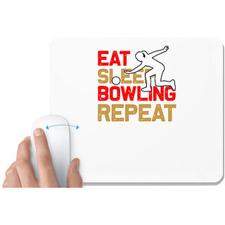                       UDNAG White Mousepad 'Bowling | Eat sleep copy 5' for Computer / PC / Laptop [230 x 200 x 5mm]                                              