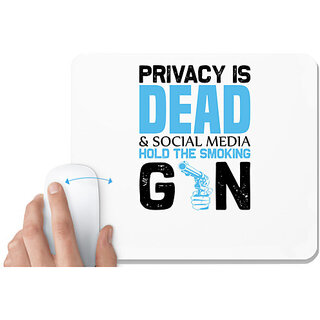                       UDNAG White Mousepad 'Social Media | Privacy is' for Computer / PC / Laptop [230 x 200 x 5mm]                                              