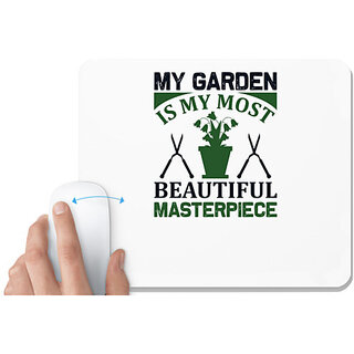                       UDNAG White Mousepad 'Garden | My garden' for Computer / PC / Laptop [230 x 200 x 5mm]                                              