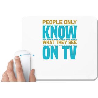                       UDNAG White Mousepad 'TV | People only' for Computer / PC / Laptop [230 x 200 x 5mm]                                              