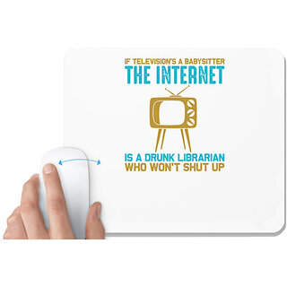                       UDNAG White Mousepad 'TV | If' for Computer / PC / Laptop [230 x 200 x 5mm]                                              
