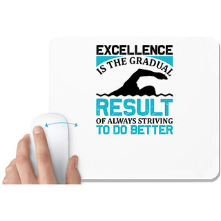                      UDNAG White Mousepad 'Swimming | Excellence' for Computer / PC / Laptop [230 x 200 x 5mm]                                              