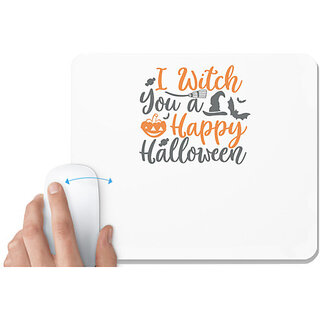                       UDNAG White Mousepad 'Halloween | I Witch You a Happy Halloween' for Computer / PC / Laptop [230 x 200 x 5mm]                                              