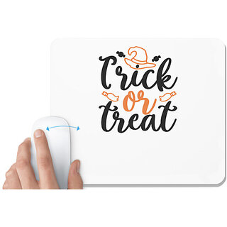                       UDNAG White Mousepad 'Halloween | Trick or treat' for Computer / PC / Laptop [230 x 200 x 5mm]                                              